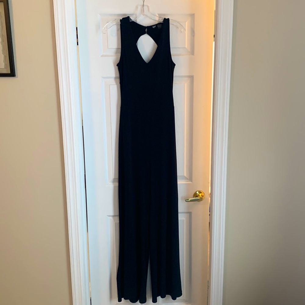 Long one piece open back slinky soft right pant-jumper size S